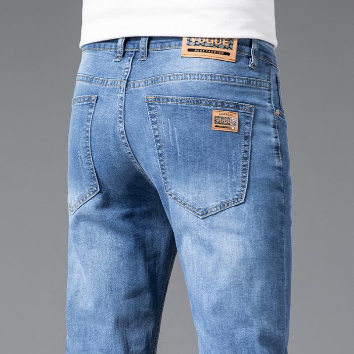 Summer Thin Jeans Men's Slim Fit Business Casual Straight Loose Versatile