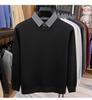 Men's Two-in-One Fleece-Lined Knit Sweater with Shirt Collar for Autumn/Winter