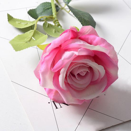 Artificial Rose Flower Realistic Long Stem Fake Silk Rose Bouquet for Party Home Wedding Centerpiece Office Table Decor