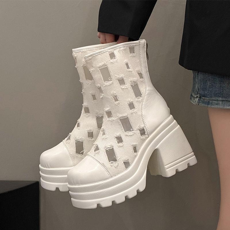 High Heels Women High Boots Chunky Platform Designer Shoes Winter Pumps 2025 Dress New Cozy Chelsea Boots Ladies Zapatos