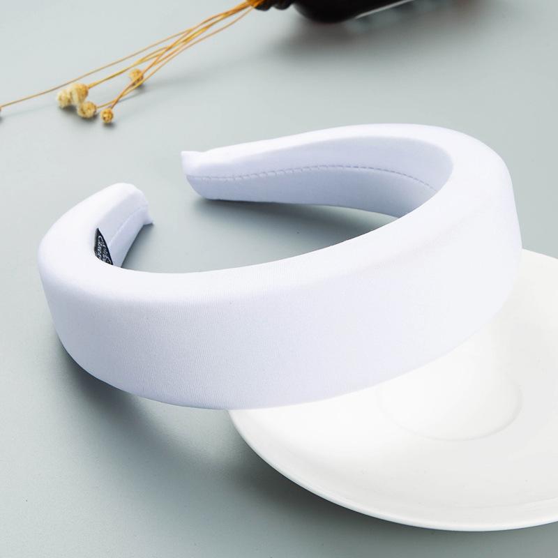 Diadema para mujer, diadema de ala ancha de Color Makaron, aro para el pelo para la cara de Color sólido con esponja gruesa Simple