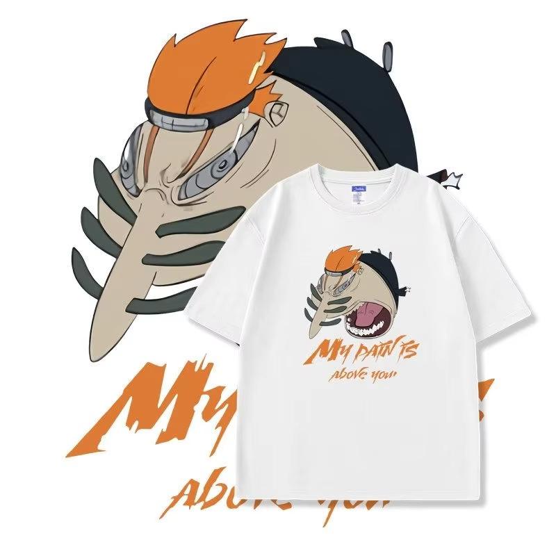 

2026 Summer Anime Naruto Short Sleeved Tshirt Pain Breaks My Pain Above You Unisex and Women pure Cotton Clothes Mock Tshirt Y2k XL