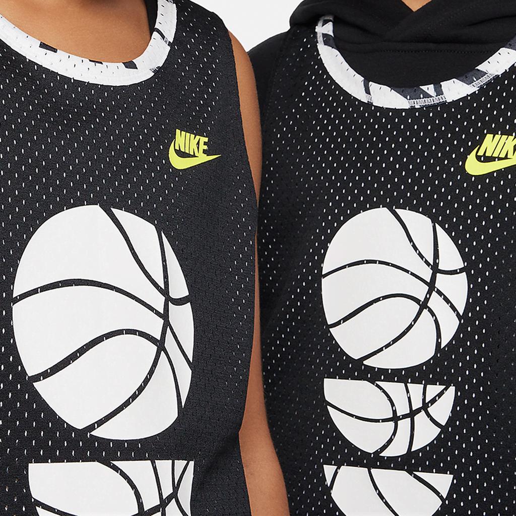 Nike Culture Of Basketball Graphic Print Crew Neck Pullover Basketball Jersey Kids Tops Black DX5515-010