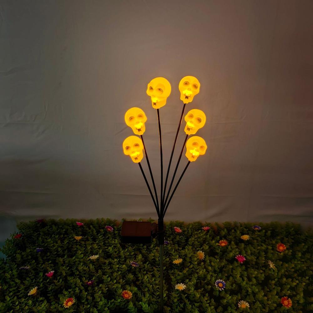 

6 Heads Skull Solar Light Mood Light IP65 Waterproof Outdoor Light No Wiring Required Intelligent Light Control Halloween Light