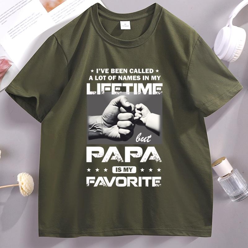 Papa Fathers Day Tshirt Unisex Women Cotton Short Sleeve Father Tshirt Vintage Round Neck T Shirts Breathable Round Neck Tshirts