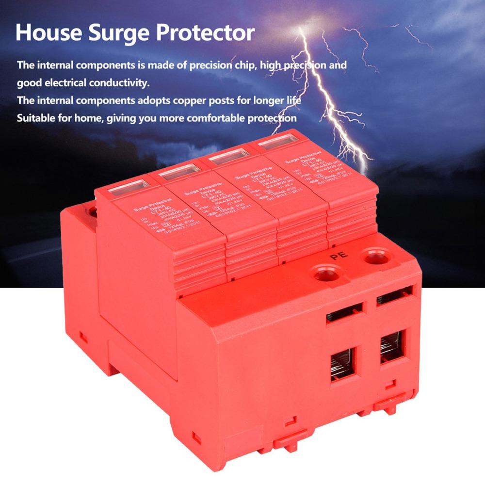 4P House Arrester Device 385V Power Transient Protector Durable Low Voltage Arrester  House