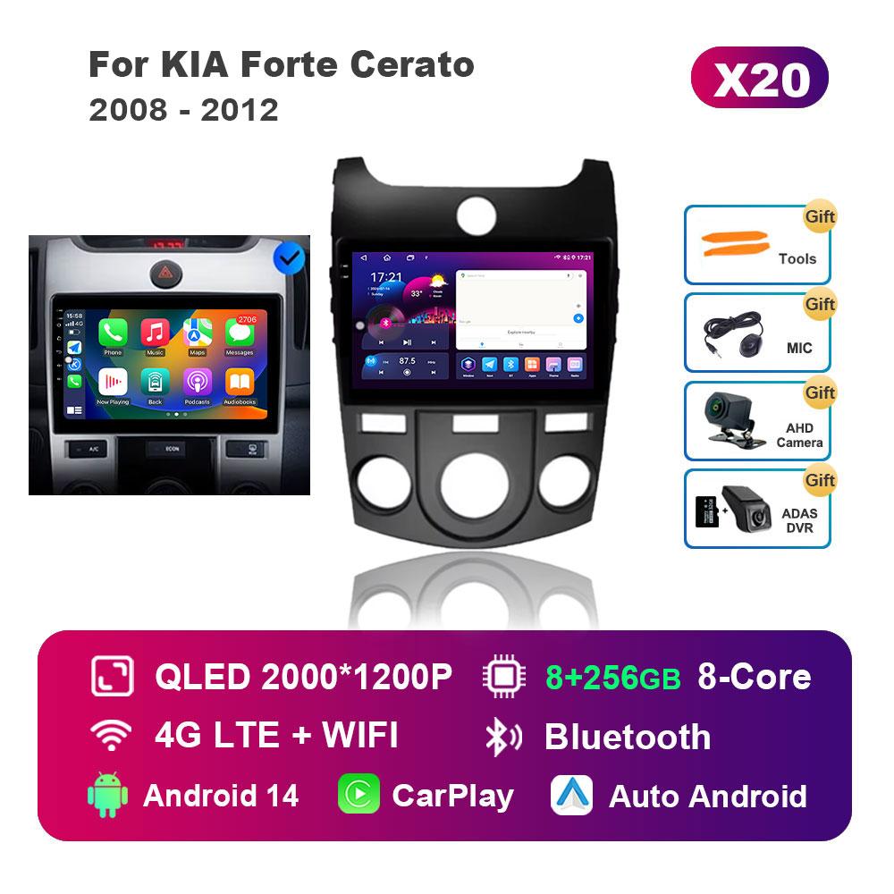 for KIA Forte Cerato 2008 - 2012 Android 14 Intelligent System Car Radio Multimedia Player GPS Navigation BT 4G WiFi HD Screen
