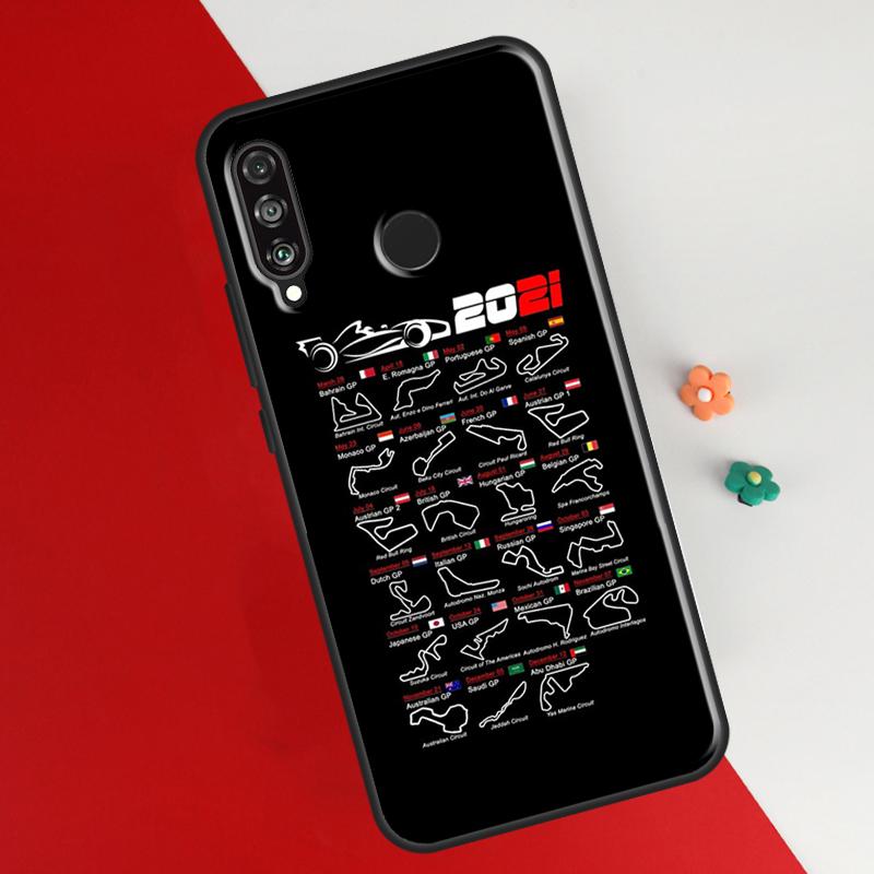 Calendar Formula Race Cars Circuits Case For Honor 50 8X 9X 10i Cover For Huawei P30 P40 Lite P50 P20 Pro P Smart 2019 Nova 5T