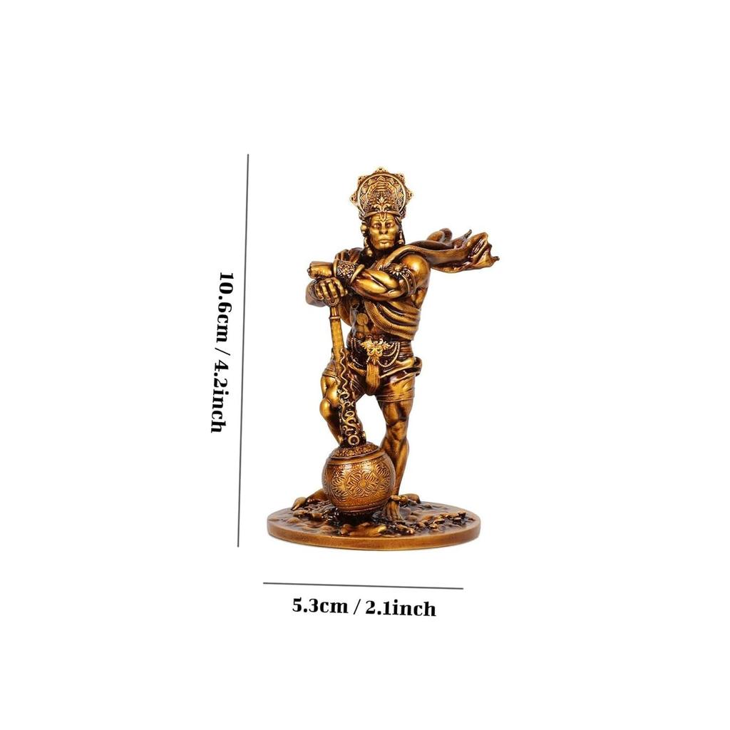 Bahubali Hanuman Ji Murti (Small, Resin, 10.6 cm x 5.3 cm) for Car Dashboard Home Decor Pooja Room Office Table Wall Bajrangbali Idol