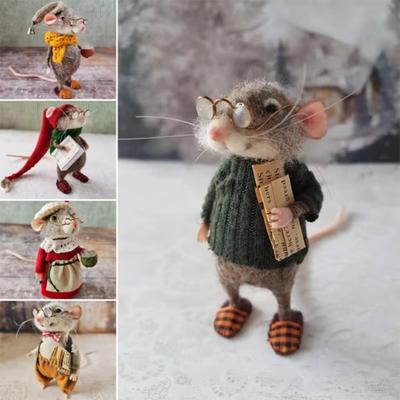 Decorazione Mouse in Feltro di Lana Peluche Mini Natale Feltro di Lana Carino Mouse Feltro ad Ago Accessori