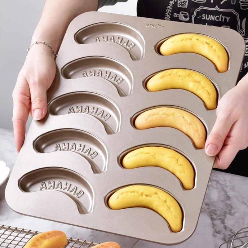 1/10 Hole Baking Pan Carbon Cake Baking Mold Baking Tray Non-Stick Muffin Diy Banana Cake Pan Moulds Baking Pans Bakeware Tools