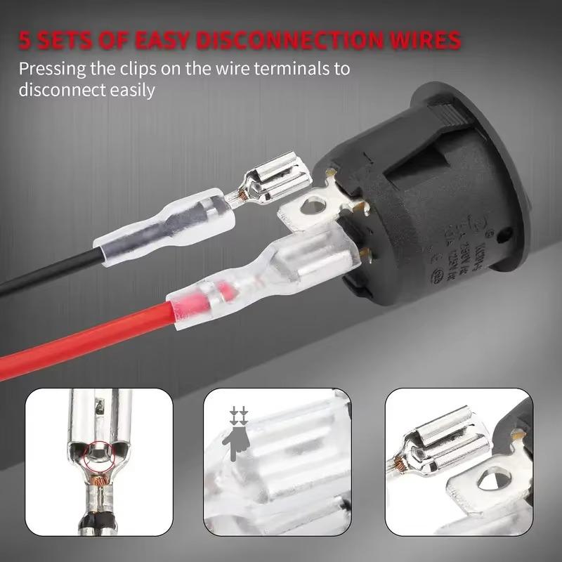 DaierTek 5PCS ON Off Round Rocker Switches SPST 20mm Mini 12 Volt DC Mini Circle Toggle Switch 12V for Car Automotive RV 2 Pin