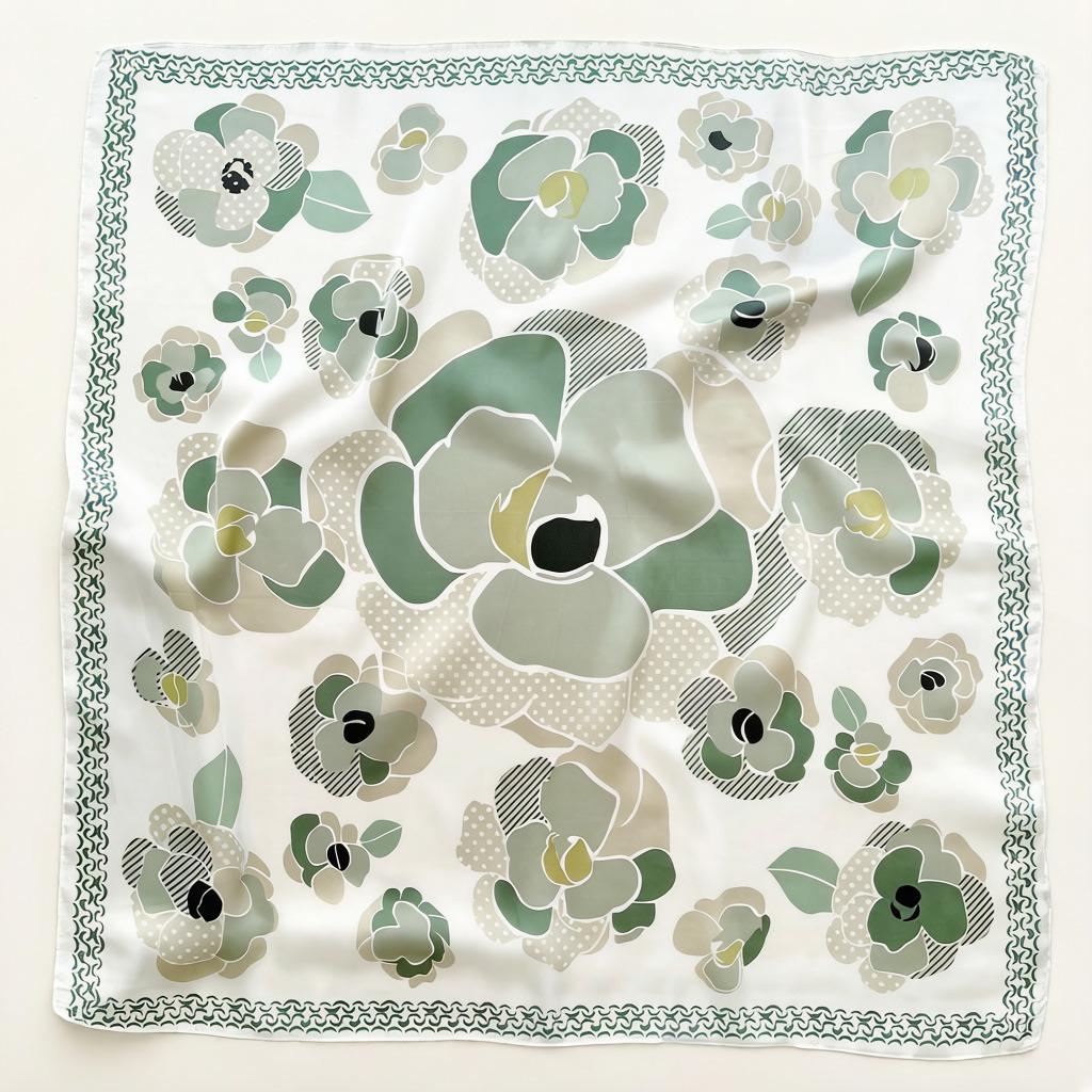 Women S Floral Printed Square Scarf Sun Protection Neck Shawl Spring Autumn