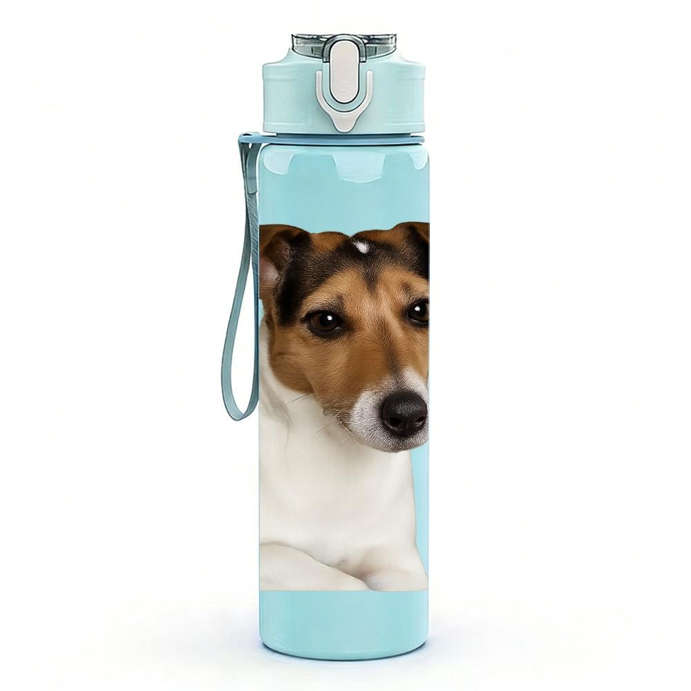 1PC Jack Russell Dog Portrait 750ml Color Plastic Sports Water Bottle Leakproof Flip Straw Lid Suitable for Sports Office Home Use