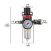 1/4 Inch AFR-2000 Air Filter Water Separator Trap with Adjustable Pressure Regulator for Compressed Air Systems