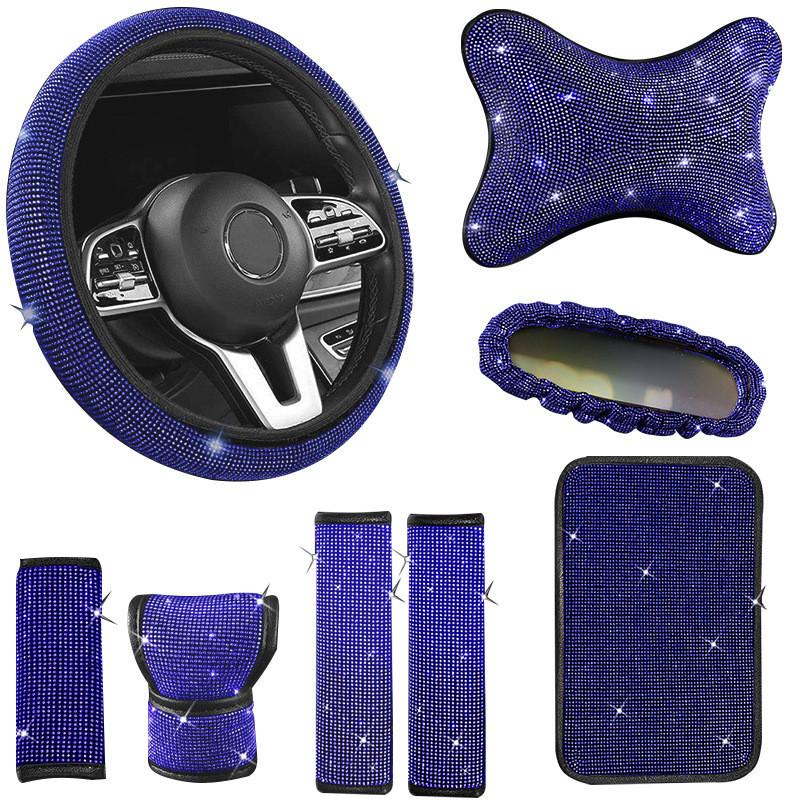 Set Stylish 8piece Car Steering Wheel Cover With Full Embellishments Diamond