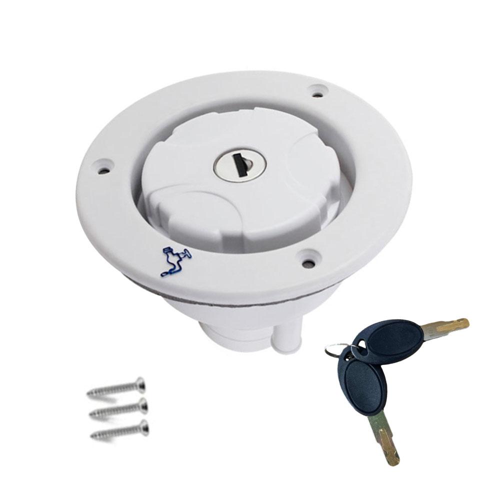 Universal RV Caravan Locking Water Filler Cap With Two Keys -Black Motorhome Locking Water Cap Fresh Water Inlet