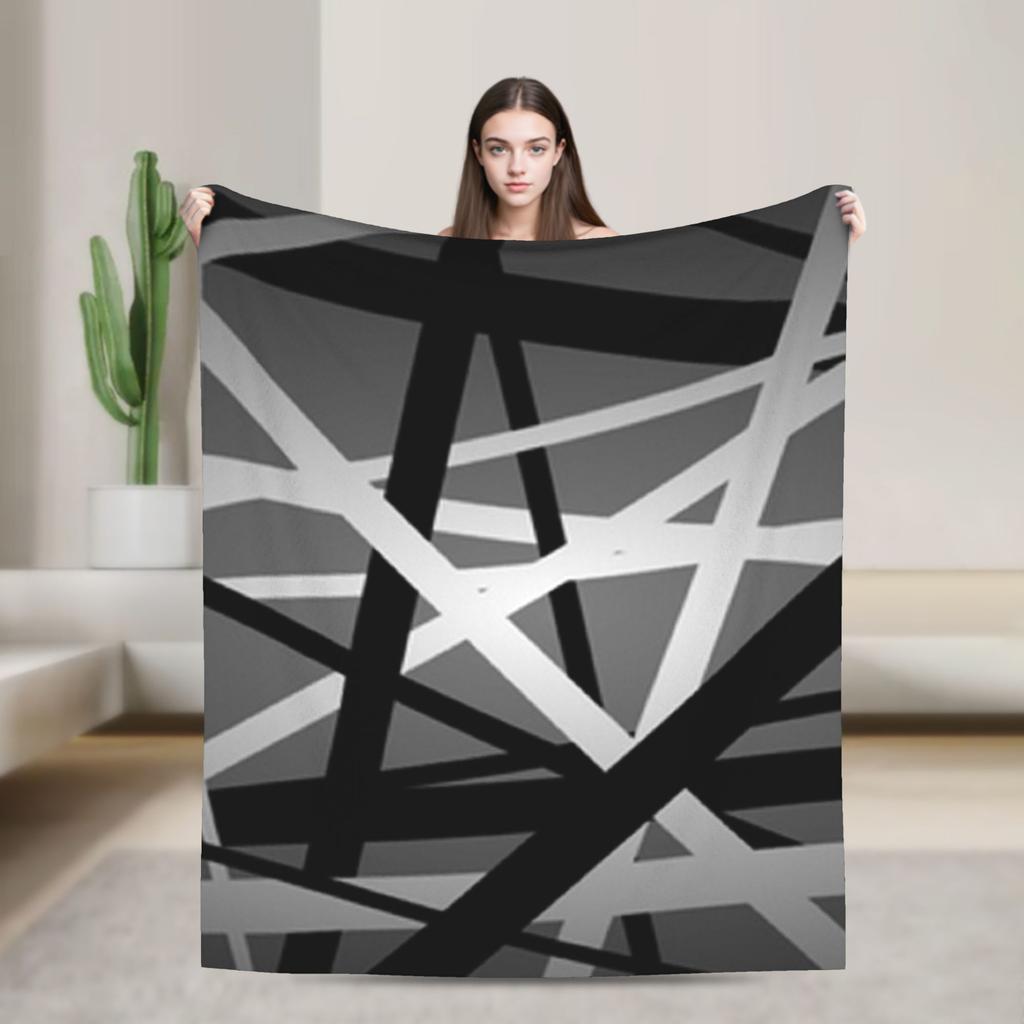 Warm Cozy Blankets Plane Travel Van Halen Blue Rock Stripes Throw Blanket Graphic Bedspread For Sofa Home