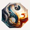 Yin Yang Dragon Phoenix Circular Art Print Wall DecorUmbrella, Portable 3-Fold Compact Umbrella for Men & Women Gift