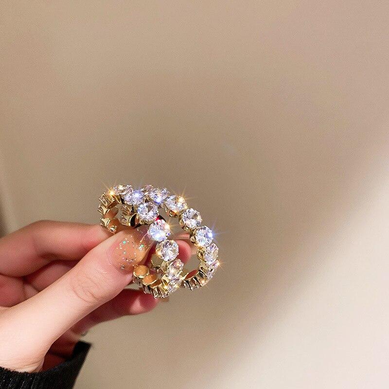 Grüner Zirkon-Creolen-Ohrring, C-Form, luxuriös, übertrieben, geometrisch, glänzend, große Ohrringe, Schmuck, Party-Geschenk