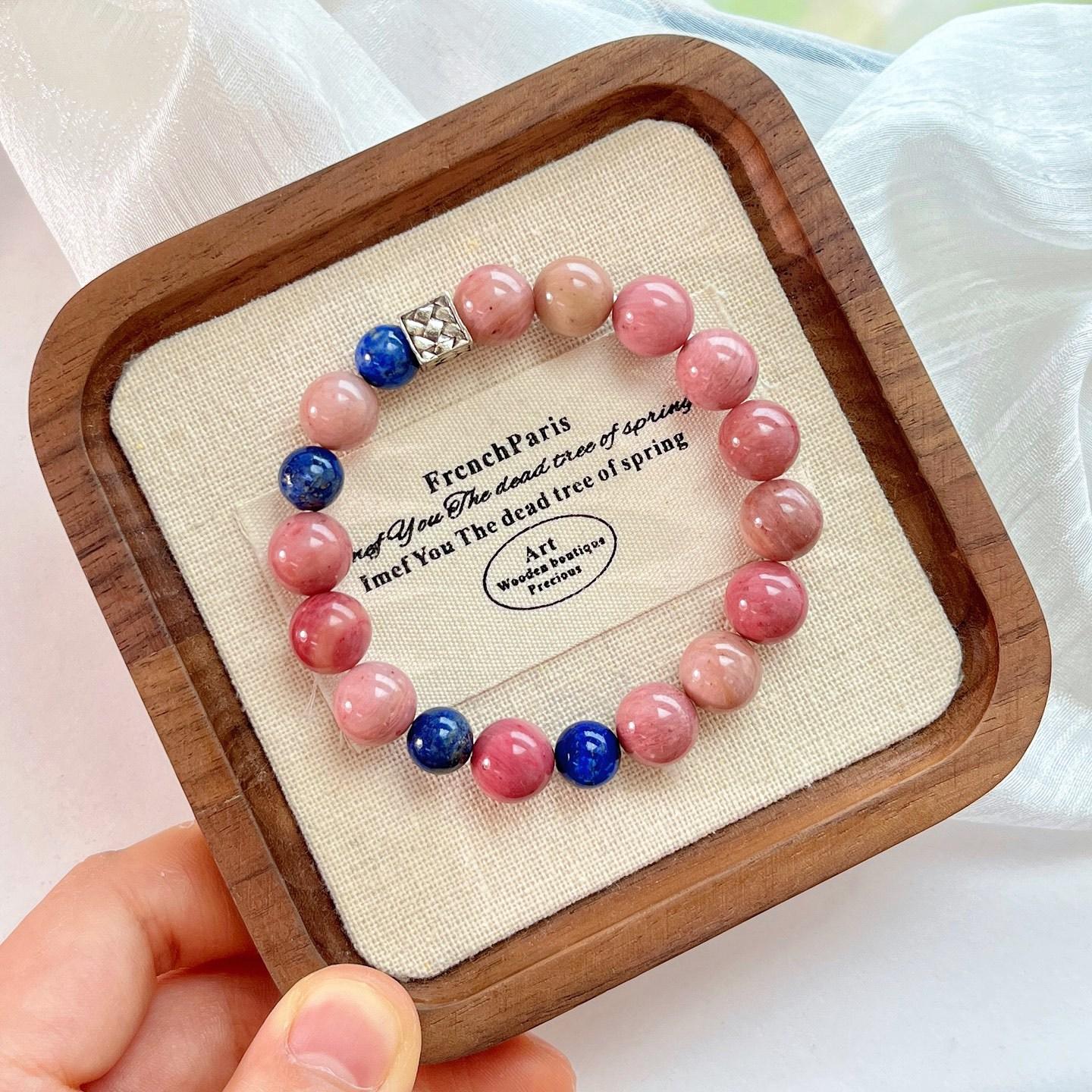 10Mm Design Sense Natural Mahogany Pattern Lapis Lazuli Bracelet Bracelet