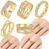 Charm Bead Charms Authentic Gold Plated Wheat Star Shape Multilayered White Zircon Ring Copper Women Beautiful Ring Jewellery Fine Gift Accessory Set