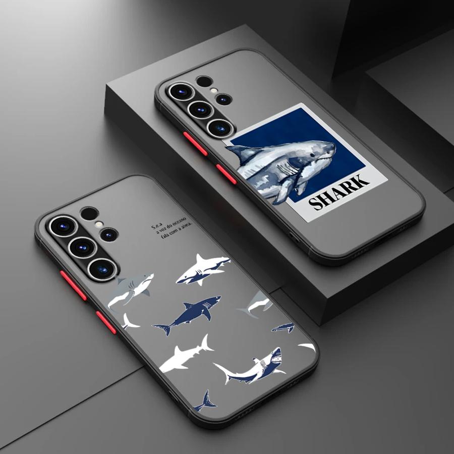 Case for Samsung Galaxy S25 Ultra S22 S24 Plus Note 20 Ultra 10+ S23 FE S26 S21 S20 FE Funda Back Phone Cover Cartoon Shark