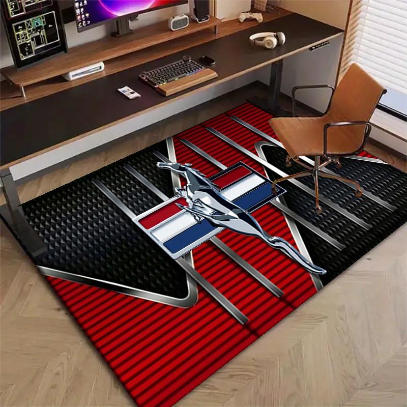 Mustang Polyester Tapijt, Zachte Binnenvloermat voor Kantoorstoel, Woonkamer, Bureau - Decoratief Huiswerkplek Tapijt Ontwerp