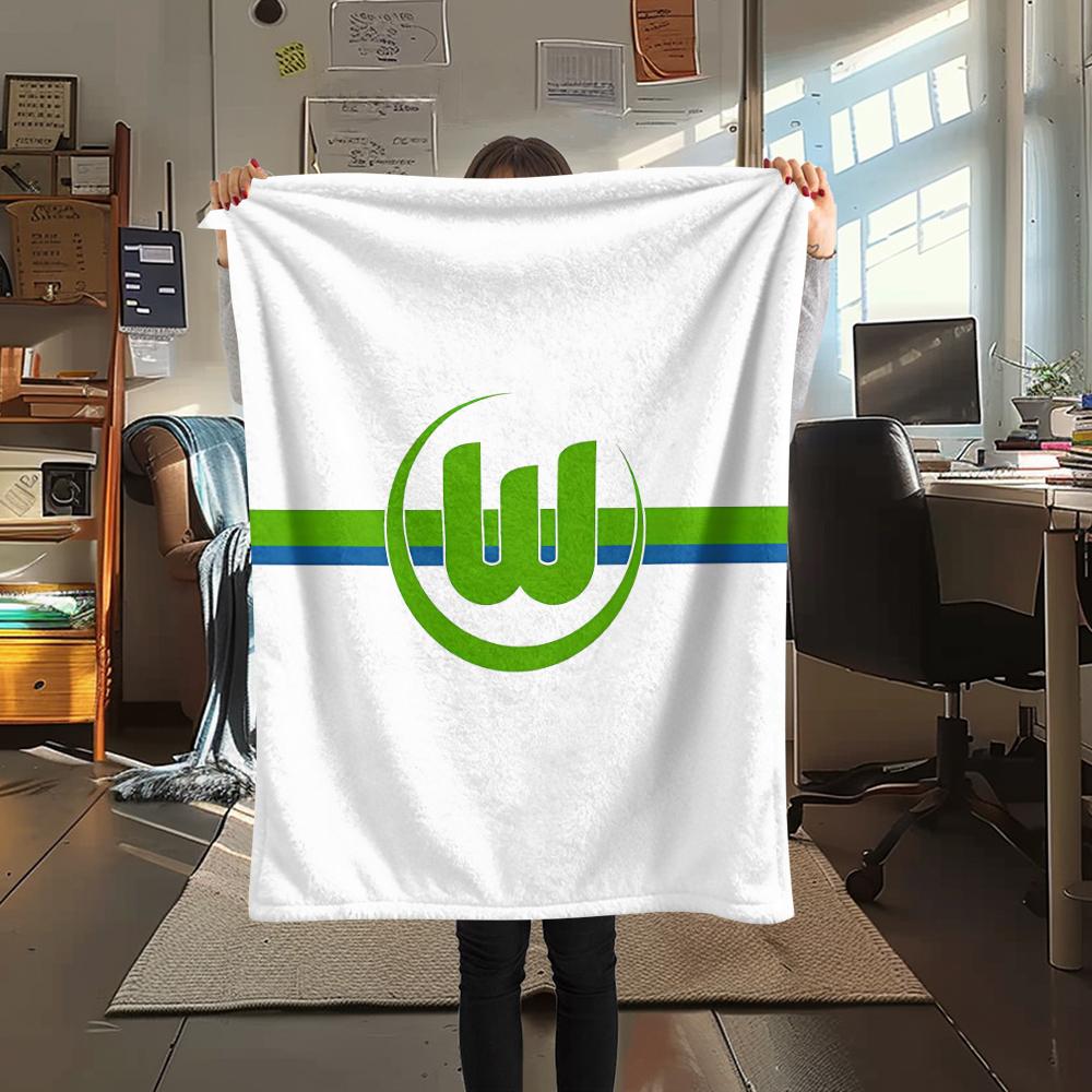1PC VfL Wolfsburg Print Flannel Blanket, High quality All Seasons, Home Decor, Warmth and Comfort, Perfect for Christmas Gifts