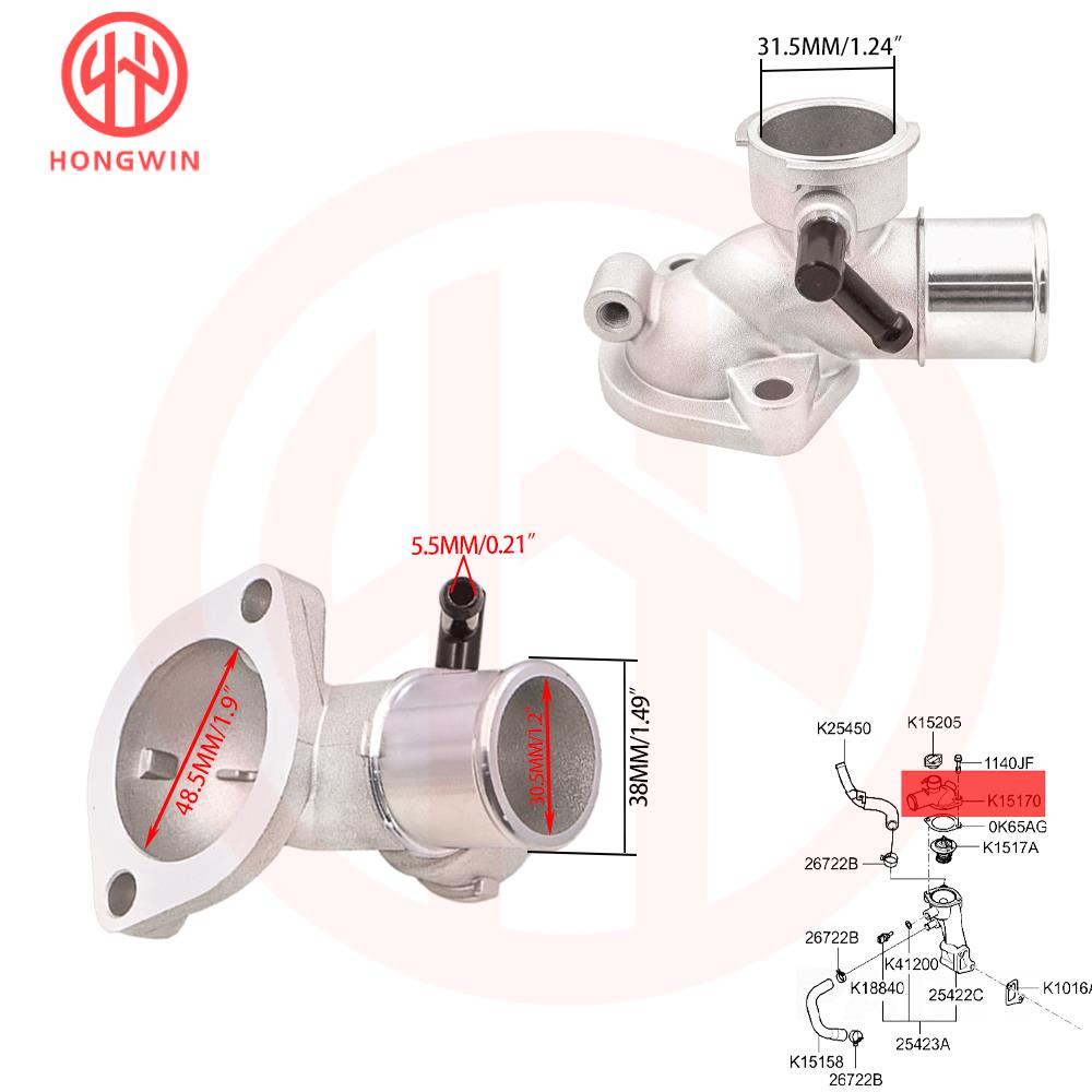 25560-4X110 Coolant Thermostat Housing For Hyundai Terracan 2001-2006 255604X110