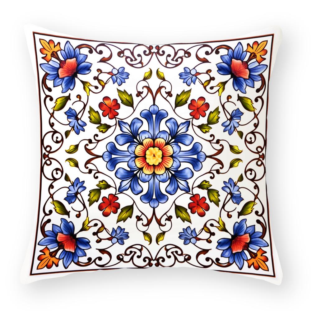 Cotton and Linen Pillowcase Oil Painting Printed Pillowcase Home Sofa Cushion Pillowcase Car Waist Cushion Seat Cushion