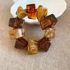 Vintage Square Acrylic Bracelet Necklace Stud Earrings Set Maillard Niche Design Temperament Jewelry
