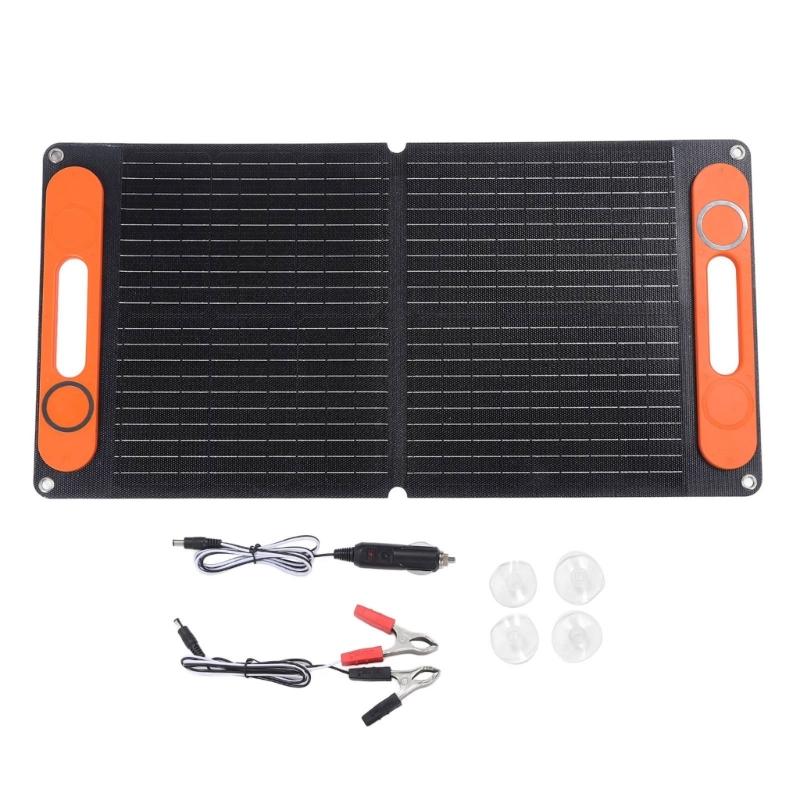 

High Efficiency 80W Portable Waterproof ETFE Solar Plate Double USB Port Folding Solar Plate Battery Charging Device 1