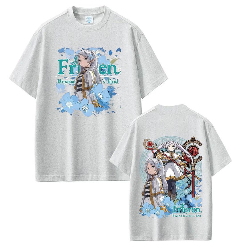 Anime Frieren Beyond Journeys End Frieren Graphic T Shirt Men Women Clothing Summer High Quality Cotton Short Sleeve Tshirt