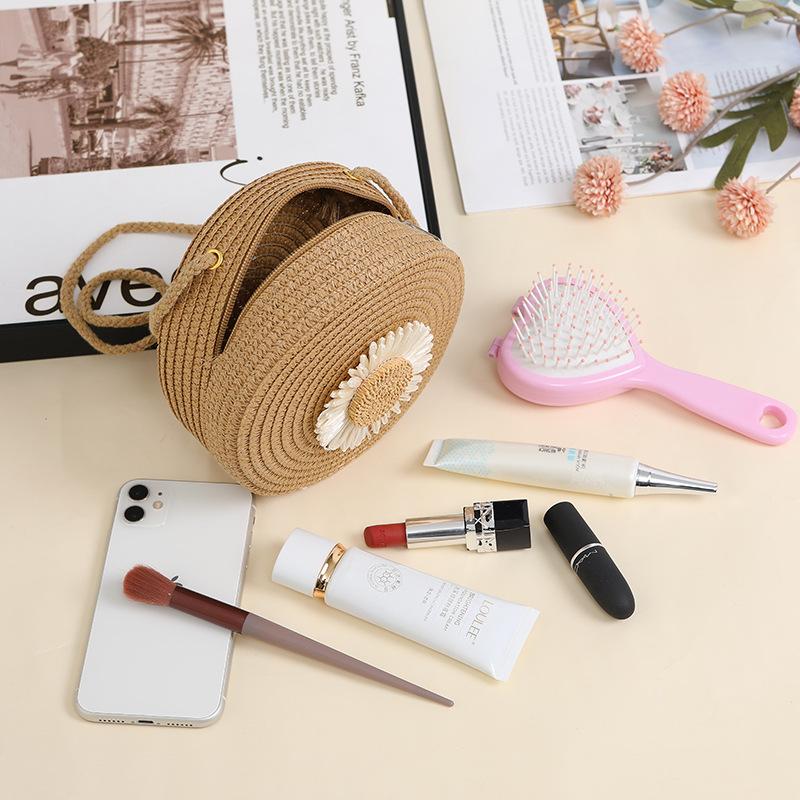 Rustic Raffia Straw Bag Woven Phone Bag Crossbody Female,Beach Straw Small Bag Holiday Style