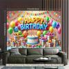 2D Flach 1 Stück Happy Birthday Hintergrund Banner Ballons Konfetti Kerzen Kuchen - Party Dekoration - Für Zuhause Kein Strom Benötigt 2D Flach