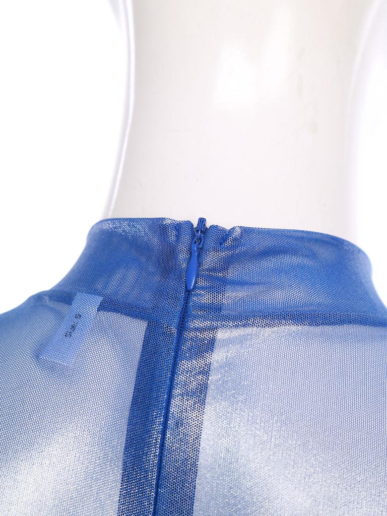 Dame Glinsende Metallisk Helkropps Unitard Langermet Høy Midje Leggings Stil Ryggglidelås Kattedrakt