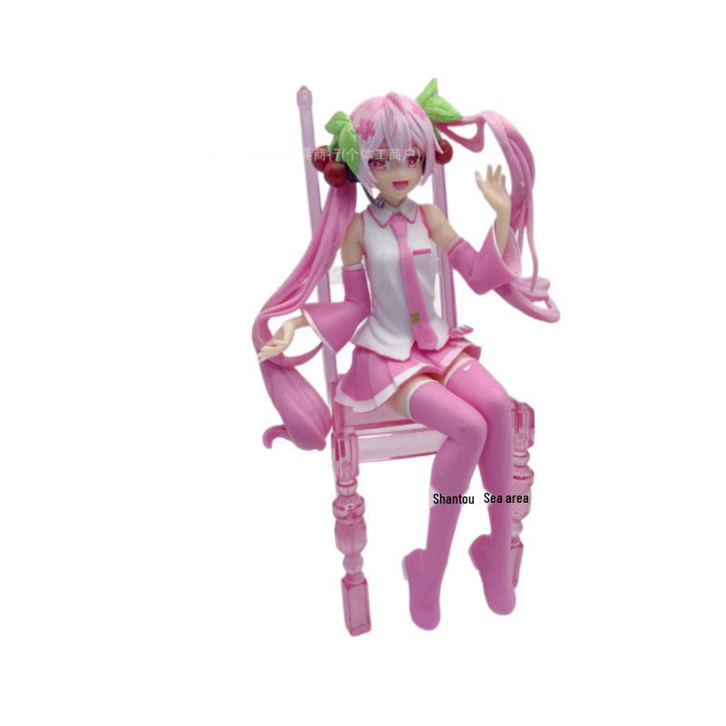 

Sakura Pink Chair Hatsune Miku Anime Figure - Beautiful Girl Model Ornament Doll