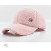 Winter Solid Color M Logo Baseball Cap - Women's Lamb Wool Peaked Hat, Outdoor Warm Casual Fashion Fluffy Visor