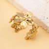 Adjustable Stainless Steel Five-Petal Flower Ring - Fade-Resistant