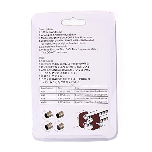 MUGE Tubing Separator Clamp Fitting Hose Separator Clamp Hose Clamp Car Oil Cooler Aluminum Alloy AN6 4 Pieces Universal (Silver, AN6)