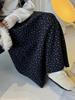 Louvre Winter Retro Floral Wool Tweed A-Line Midi Skirt for Women