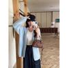Autumn and winter new lazy style bark pattern fashionable versatile loose medium and long bubble sleeve knitted sweater jacket women