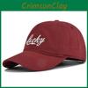 Vintage Style Lucky Embroidered Baseball Cap With Wide Brim