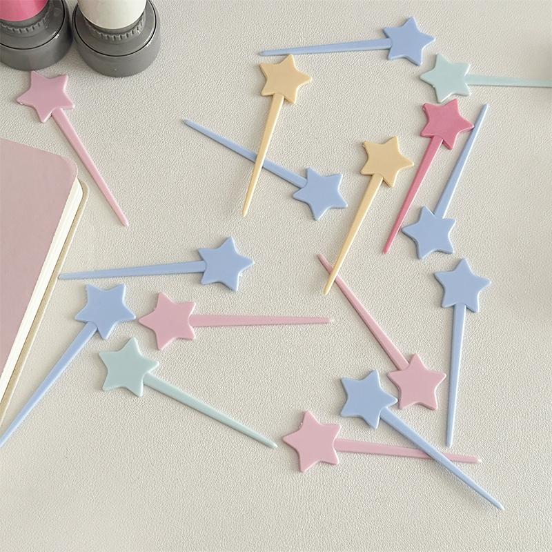 50Pcs Photography Props Colorful Stars Shaped Cake Top Fruit Dessert Sign Insert Flag Wedding Decoration Diy Accessories