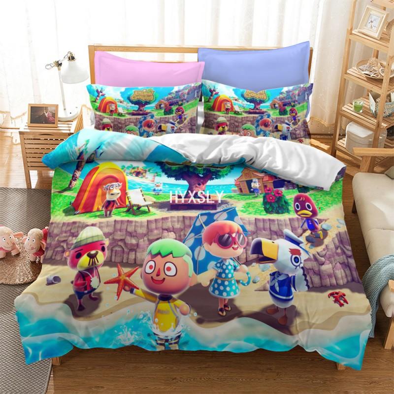 Juego de Cama Animal Crossing Juego de Dibujos Animados 3D Fundas de Edredón Individual Completo Queen King Size Funda de Almohada para niños Regalo Decoración del Hogar