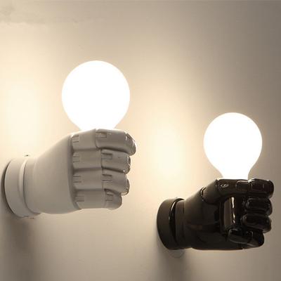 Retro Style White Fist Art Resin Wall Lamp for Loft Cafe Office Restaurant Bar Club Balcony Corridor