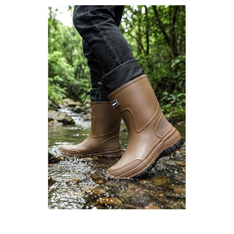 Vidurio blauzdos lietaus batai Vandeniui atsparūs PVC Guminiai Wellies Kvėpuojantis Tinklelio pamušalas Neslystantis padas Lauko Žvejybos Sodininkystės Darbo Lietaus batai