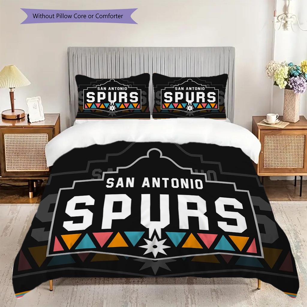 San Antonio Spurs Vivace Spirito di Squadra Set da Tre Pezzi(1 * copripiumino + 2 * federa, senza nucleo)Set biancheria da letto Morbido e confortevole