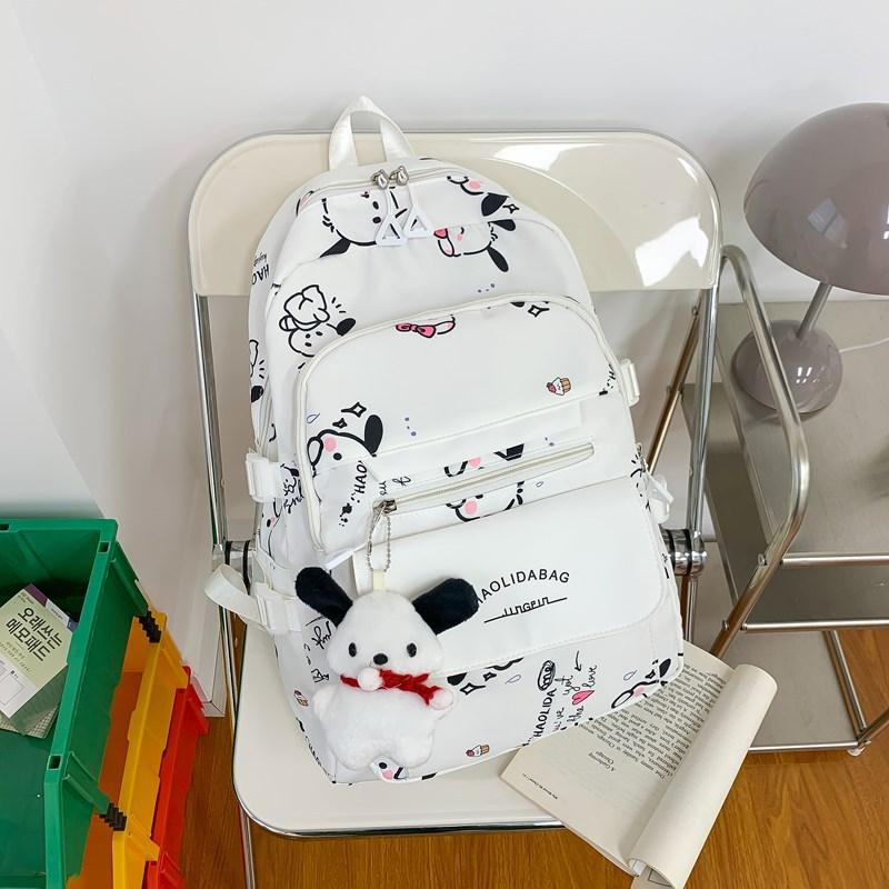 Schoolbag Japanese Cute Printed Puppy Girl Versatile Couple Backpack Junior High School Large Capacity Multi Layer Backpack for Women
